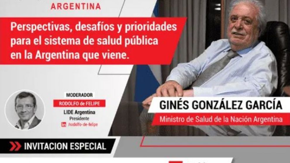 Ginés González García participará en LIDE Live y hablará sobre los desafíos en el sistema de salud