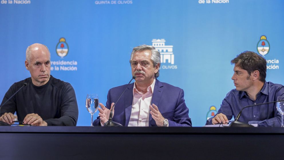 En un fuerte gesto político, Fernández presentó las medidas junto a Rodríguez Larreta y Kicillof