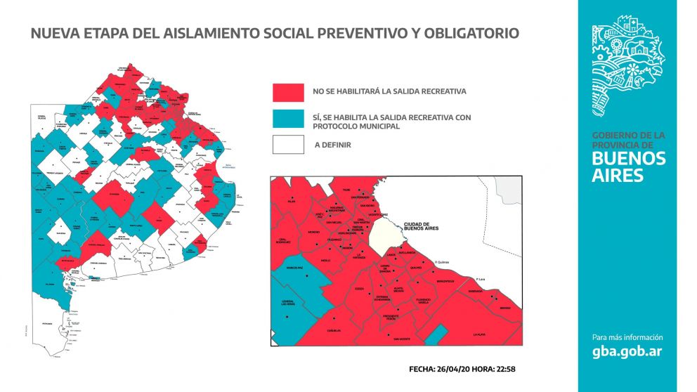 La provincia de Buenos Aires difundió un mapa de los distritos