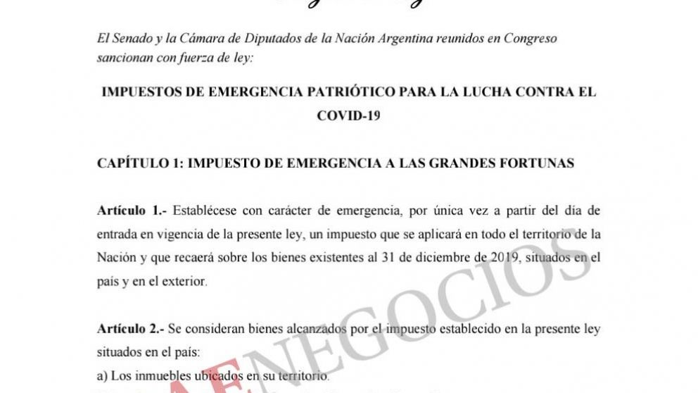 Alberto ya tiene el proyecto para cobrarle a multimillonarios hasta el 20% de su riqueza