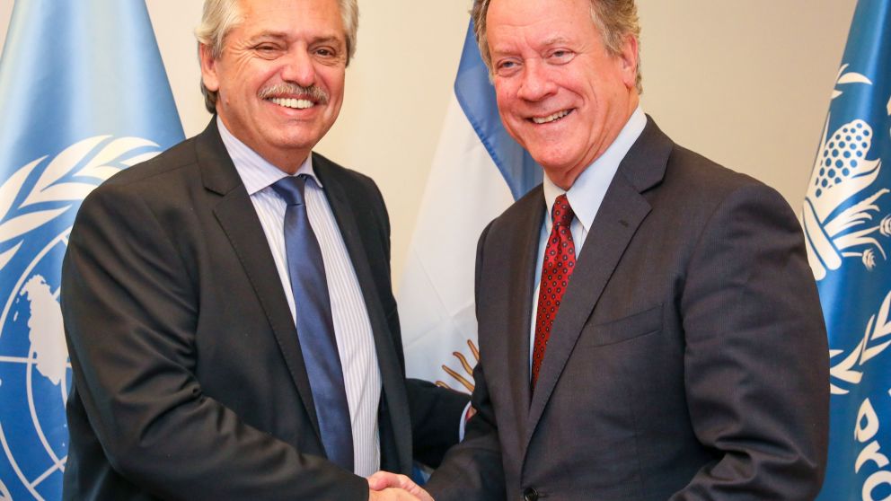 Fernández con el director del Programa Mundial de Alimentos de Naciones Unidas, David Beasley