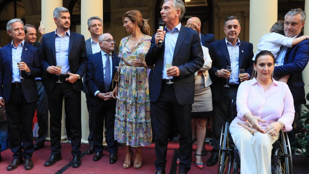 Macri se despidió del personal de la Casa Rosada en el Patio de las Palmeras