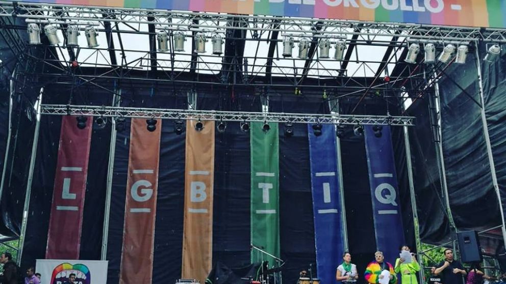 El escenario armado en la marcha porteña de 2018