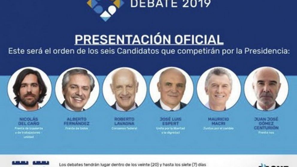 El primer debate será el domingo 13 de octubre en Santa Fe y el segundo el domingo 20 en la Ciudad de Buenos Aires