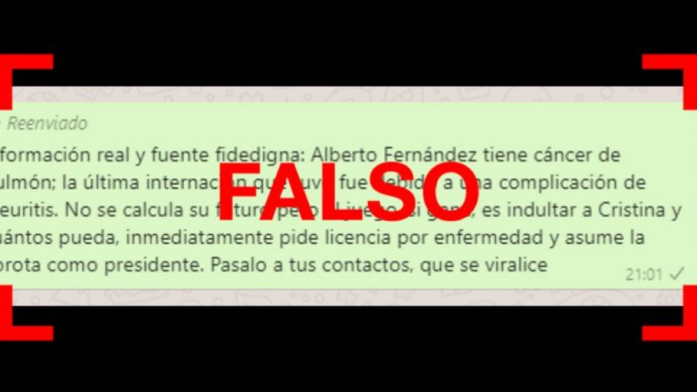 Viral en WhatsApp: es falso que Alberto Fernández fue diagnosticado con cáncer de pulmón