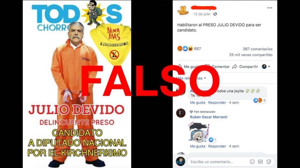 No, Julio de Vido no es candidato a diputado nacional por el Frente de Todos sino por otro partido