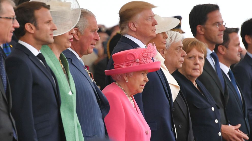 Trump, Merkel y la reina Isabel II