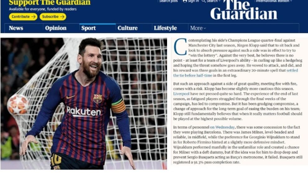 Los ingleses se rinden ante Messi y dicen que es "de otro planeta"