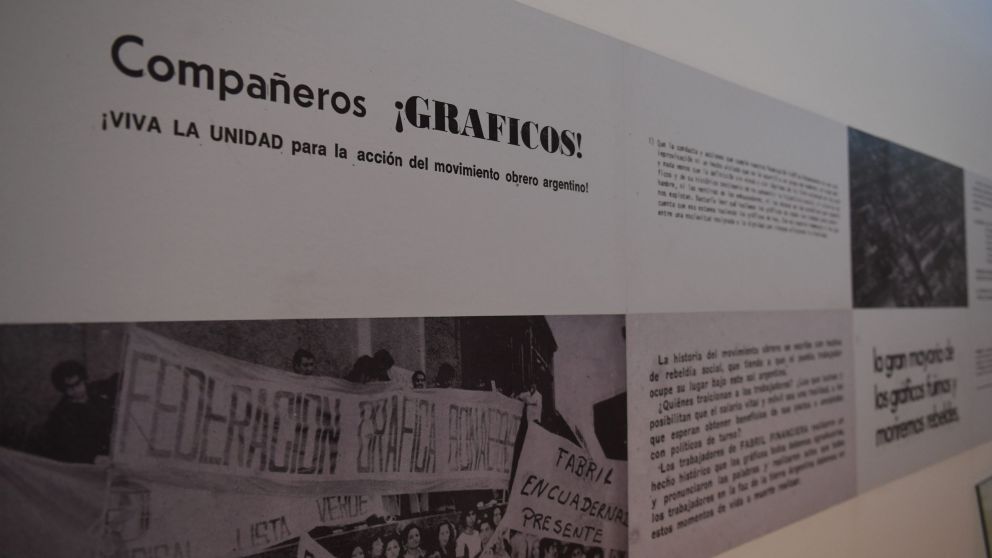 Uno de los ejes temáticos de la exposición es el gremialismo
