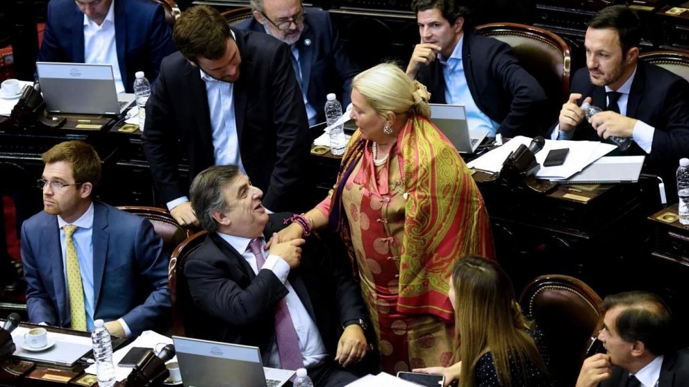 Mario Negri y Elisa Carrió en la Cámara de diputados de la Nación