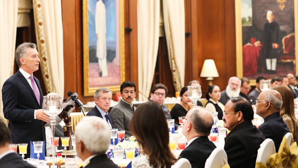 Macri fue agasajado con una comida de honor por el presidente de la India, Ram Nath Kovin
