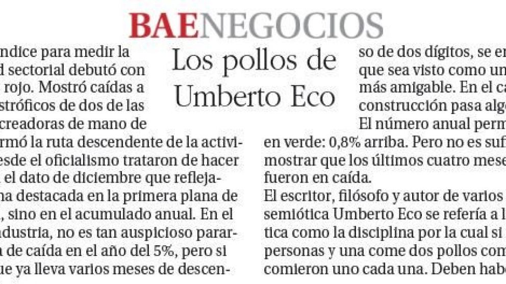 Los pollos de Umberto Eco