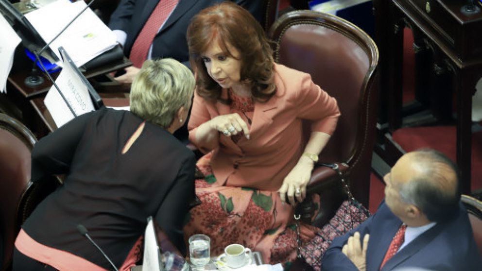 Cristina, durante la sesión de ayer de la Cámara alta