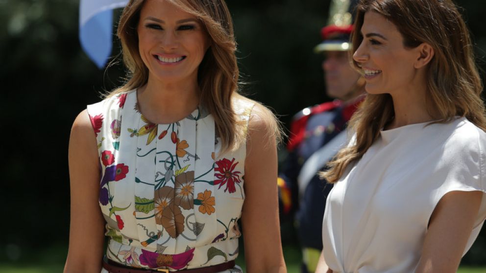 Melania Trump y Juliana Awada durante la recepción oficial a las parejas de los mandatarios del G20