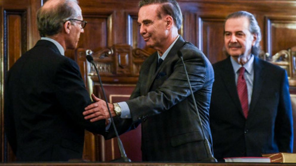 Rosenkrantz, Pichetto y Maqueda, durante el breve acto