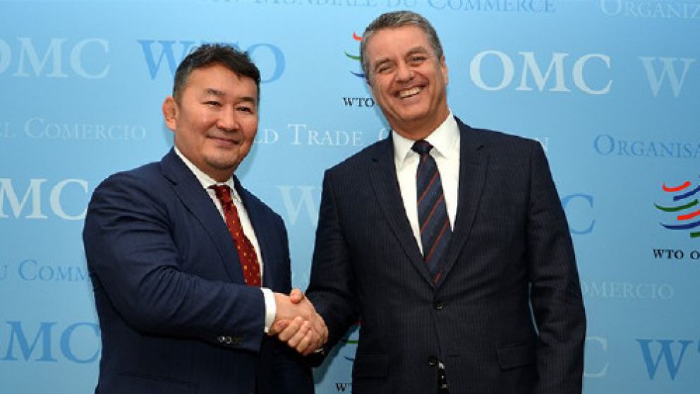El titular de la OMC junto al presidente de Mongolia 