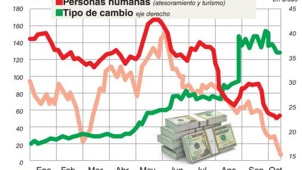 Por dólar caro y menor actividad, la demanda diaria de divisas cayó de u$s150 a u$s40 M