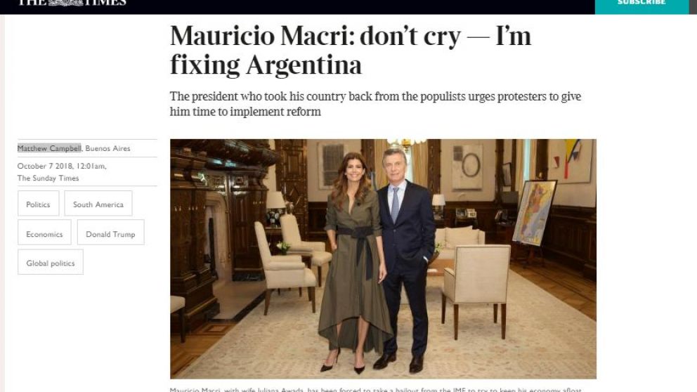 Un diario británico asegura que Macri está salvando a la Argentina