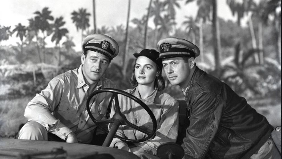 Wayne, Donna Reed y Montgomery