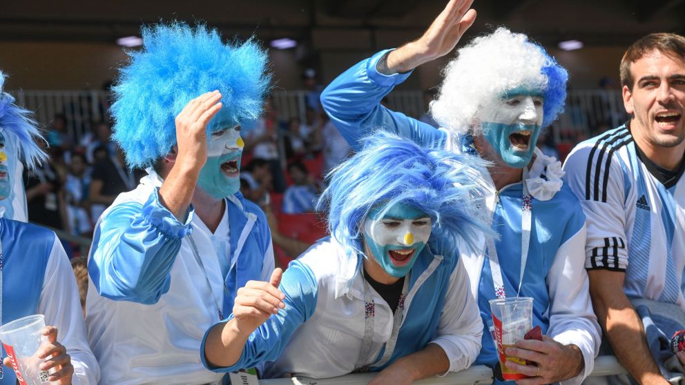 Tlam 16/06/2018 Mosc, Rusia: Las tribunas del Estadio Otkrytie Arena del Spartak, se tien de celeste y blanco y la ilusin mundialista de la Argentina, en el debut de la Seleccin ante Islandia, por el Grupo D de la Copa del Mundo Rusia 2018. Foto: Envi