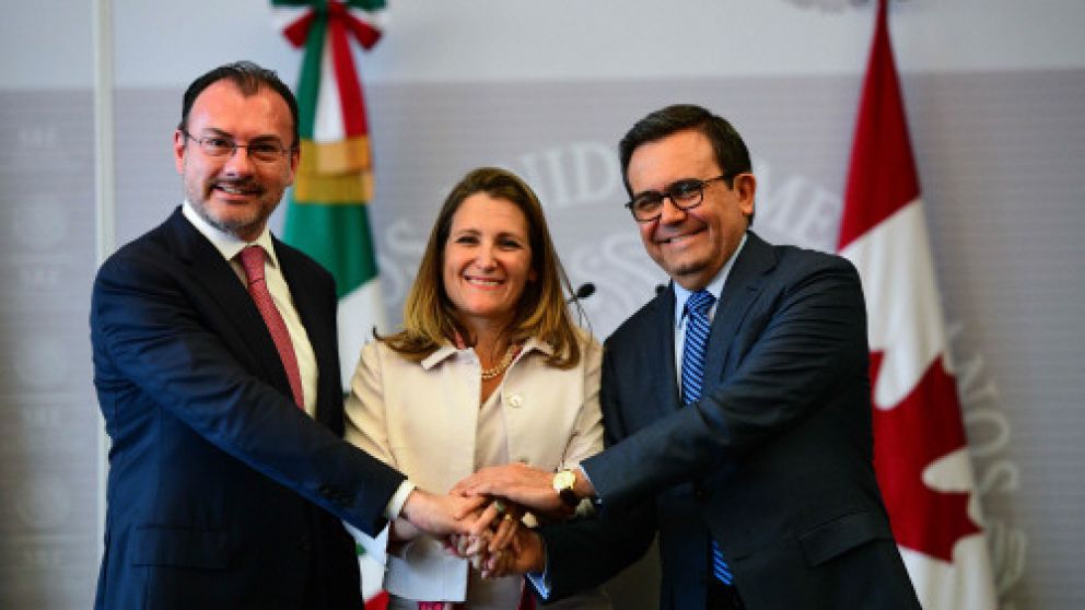 Luis Videgaray, Chrystia Freeland e Idelfonso Guajardo