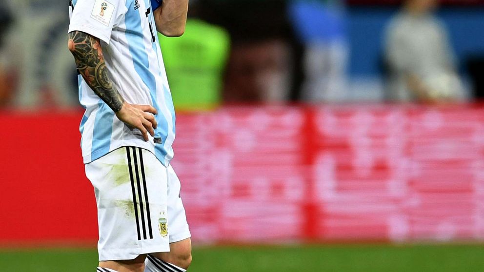 Nizhni Nvgorod,Rusia: El capitn del equipo argentino, Lionel Messi, se lamenta tras haber cado ante Croacia por 3 a 0, por el grupo D del Mundial Rusia 2018. Foto: enviado especial/Maximiliano Luna/Tlam/cf 21062018