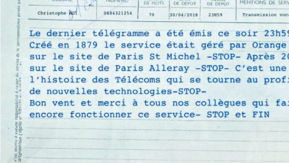 El último telegrama enviado esta semana