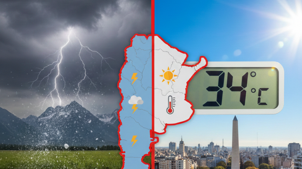 Mapa de alertas meteorol�gicas en Argentina: el SMN advierte por tormentas fuertes en el interior mientras la Ciudad de Buenos Aires enfrentar� temperaturas m�ximas de 34 grados