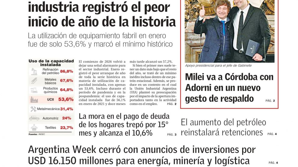 La industria tuvo su peor inicio de año y creció la morosidad en los hogares: temas del día en BAE Negocios