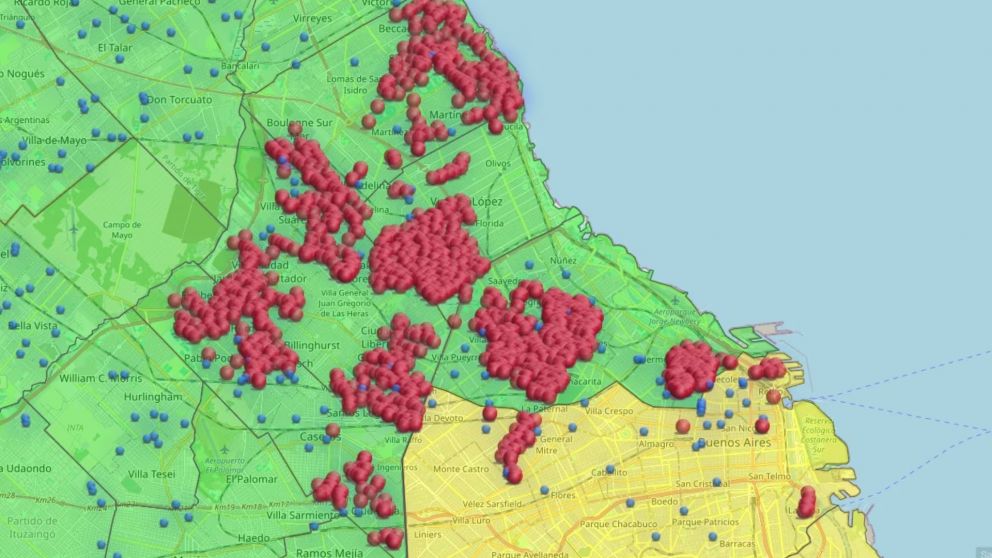 Mapa de cortes de luz en el AMBA, más de 20 mil usuarios sin servicio tras el temporal según el ENRE