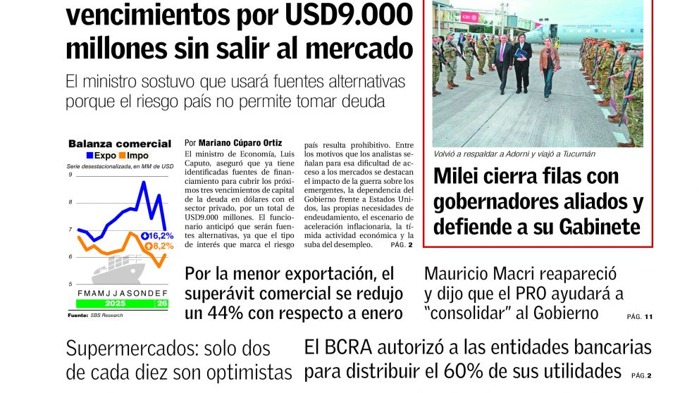 Caputo asegura financiamiento para la deuda y Macri respalda a Milei: los temas del día en BAE Negocios