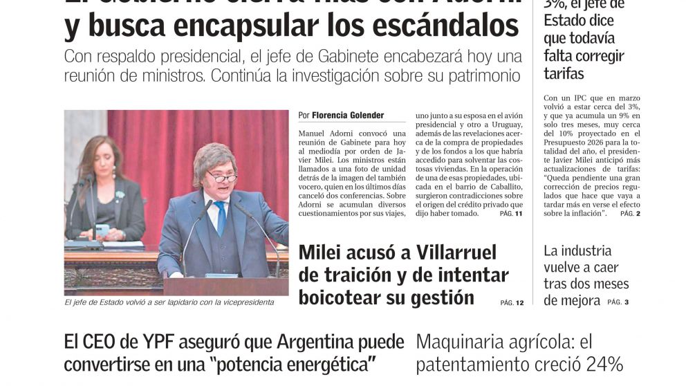 Nueva reunión de Gabinete tras el escándalo de Adorni: los temas del día en BAE Negocios