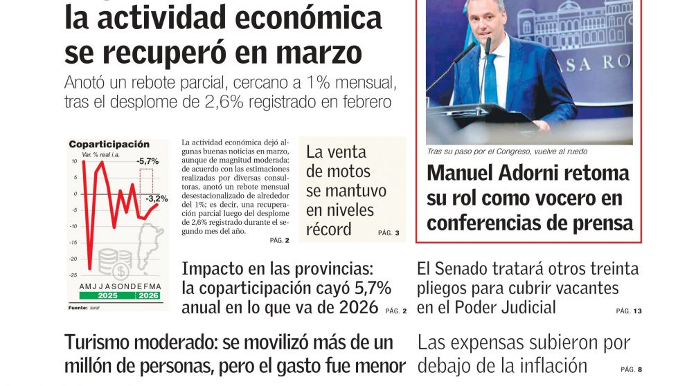 La econom�a tuvo un respiro en marzo y Adorni retoma sus conferencias en la Rosada: los temas del d�a en BAE Negocios