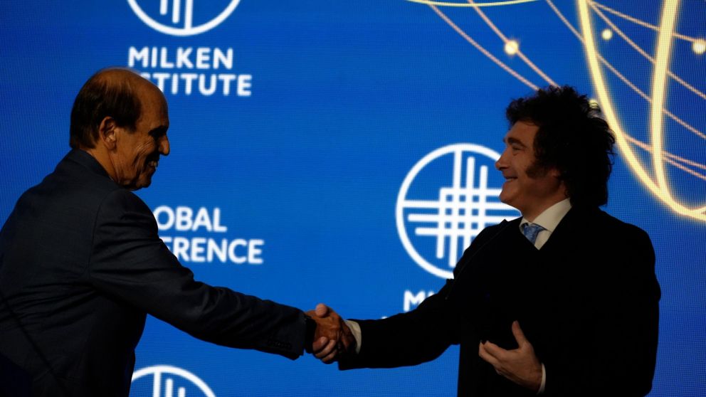 El presidente Javier Milei en el cierre de la Conferencia Global del Instituto Milken