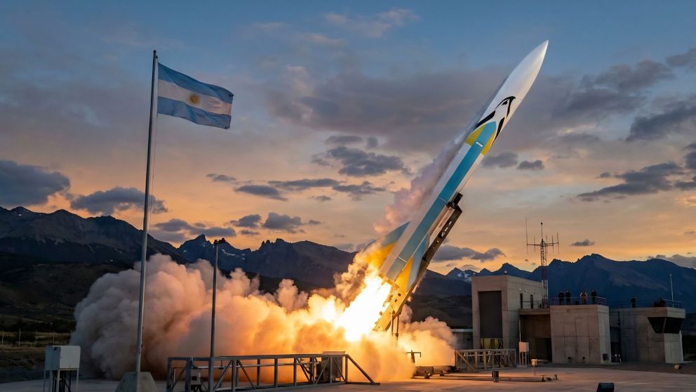 El cohete argentino participará de un concurso internacional. Imagen generada con IA.