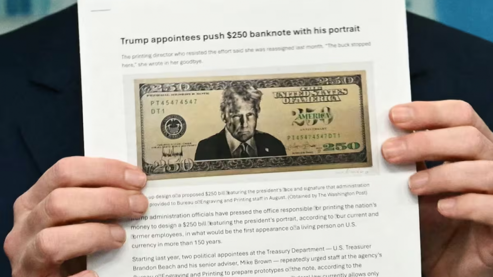 Donald Trump impulsa un billete con su cara por el 250� aniversario de EEUU