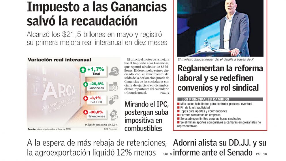 Ganancias salvó la recaudación y entró en plena vigencia la Reforma Laboral: los temas del día en BAE Negocios