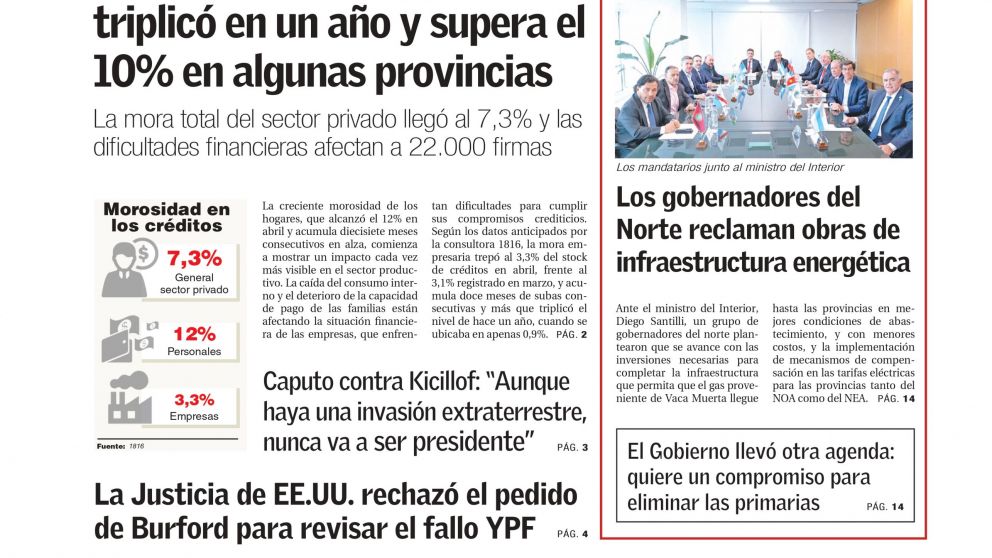 Mientras la morosidad va en ascenso, el Gobierno ratifica el rumbo econ�mico: los temas del d�a en BAE Negocios