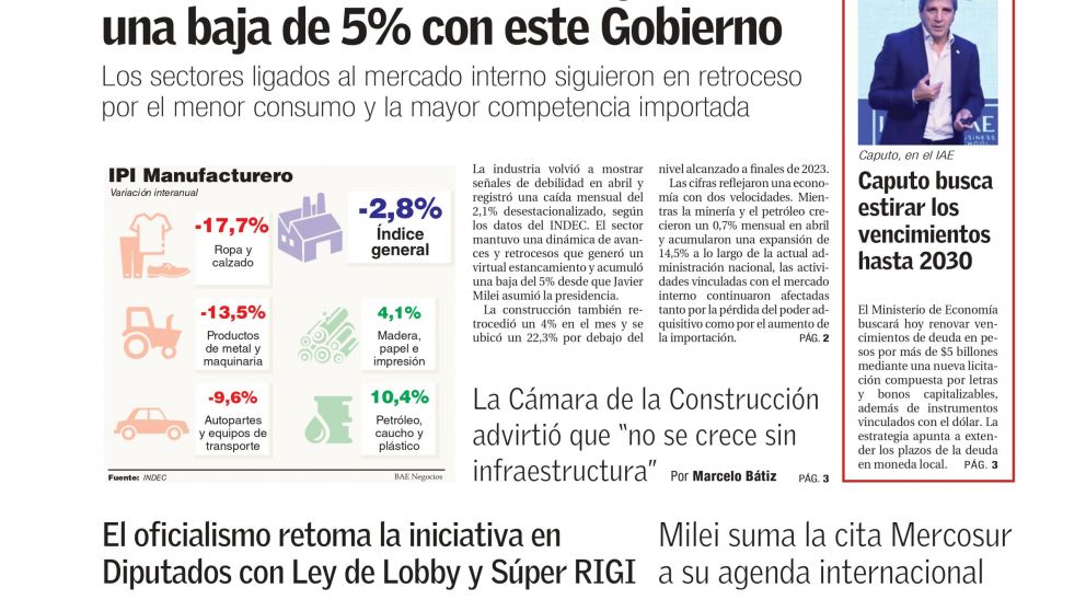 Caputo busca reforzar reservas antes del 2027 y los industriales reclaman m�s inversi�n p�blica: los temas del d�a en BAE Negocios