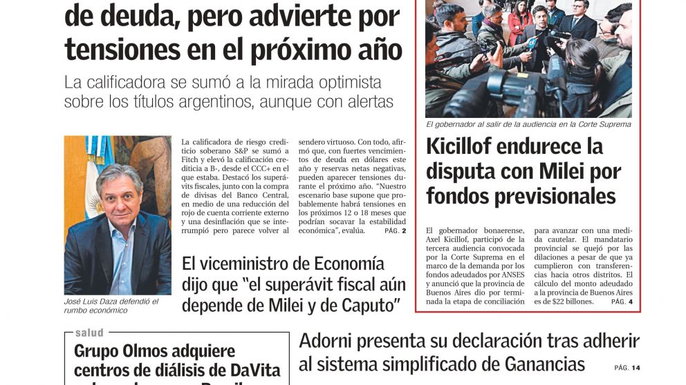 S&P mejora la calificación de deuda, pero advierte por tensiones el próximo año: los temas del día en BAE Negocios